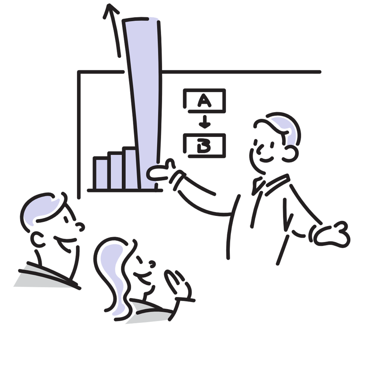 会議でレポートを見せるイメージ