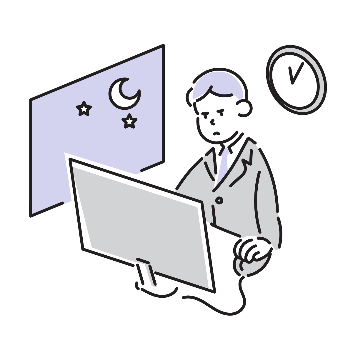 夜遅くまで集計作業をするイメージ
