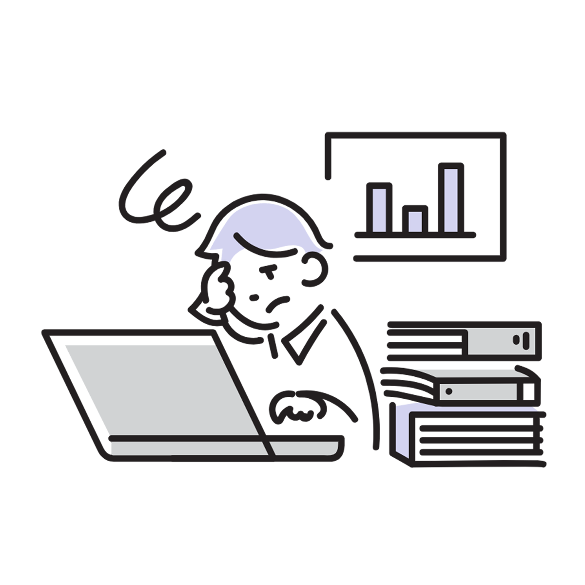 資料への転記に苦労するイメージ